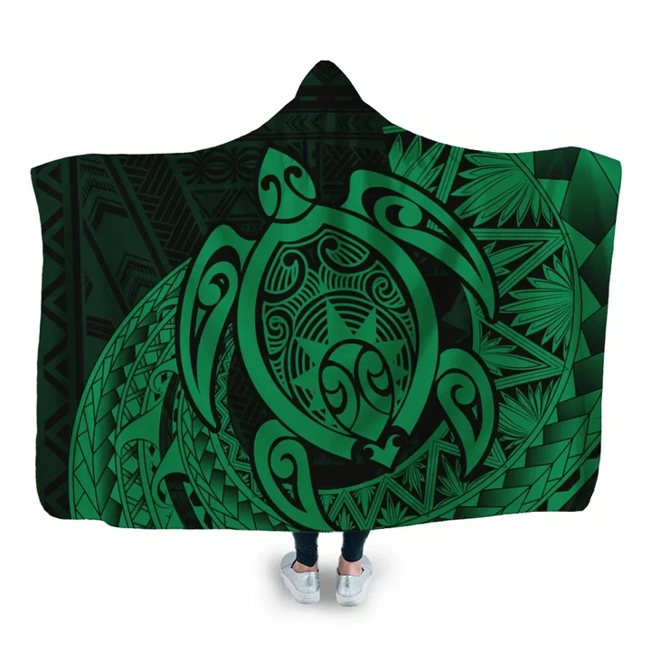 Alohawaii Clothing - Hawaii Polynesian Turtle Hooded Blanket - Green