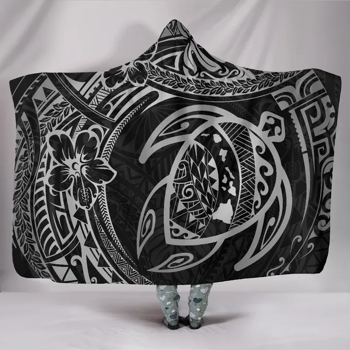 Alohawaii Clothing - Hawaii Turtle Polynesian Gray Hooded Blanket