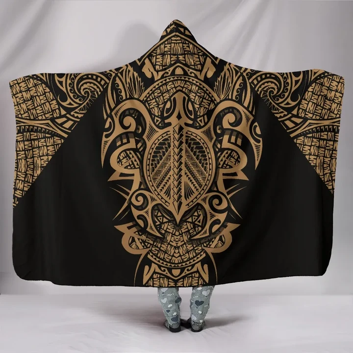Alohawaii Clothing - Hawaii Turtle Polynesian Hooded Blanket - Gold - Armor Style