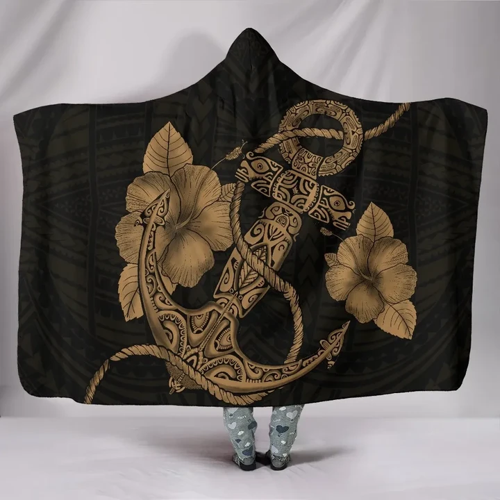 Alohawaii Clothing - Anchor Gold Poly Tribal Hooded Blanket