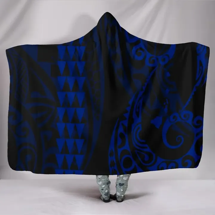 Alohawaii Clothing - Hawaii Kakau Blue Polynesian Hooded Blanket