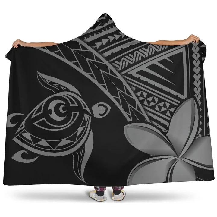 Alohawaii Clothing - Alohawaii Hooded Blanket - Hawaii Turtle Plumeria Grey