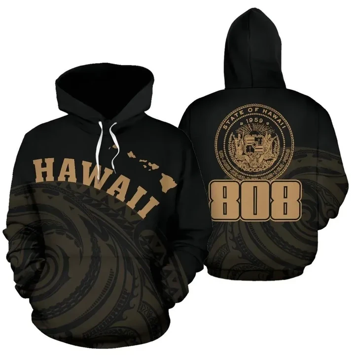 Alohawaii Clothing - Hawaii Polynesia Hoodie Golden - Tatau Style - AH J1