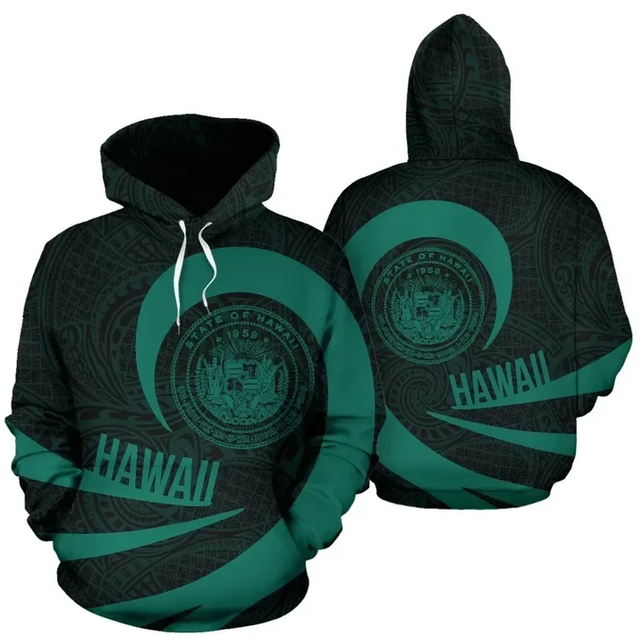 Alohawaii Clothing - Hawaii Coat Of Arms Roll In My Heart Hoodie Celadon - AH - J7