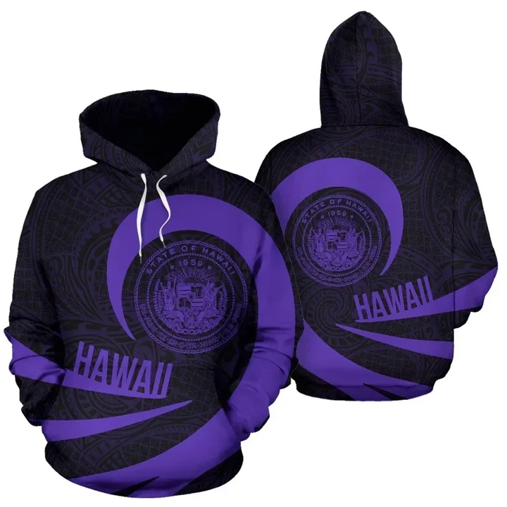 Alohawaii Clothing - Hawaii Coat Of Arms Roll In My Heart Hoodie Purple - AH - J7