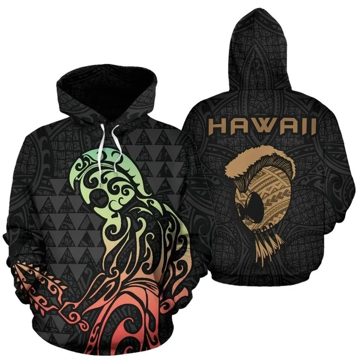 Alohawaii Clothing - Hawaii Helmet Kakau Kanaka Warrior Hoodie - AH - J1