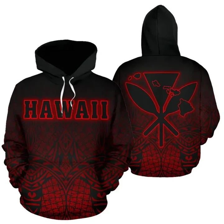 Alohawaii Clothing - Hawaii Kanaka Polynesian Hoodie Red - Neon Style - AH J1