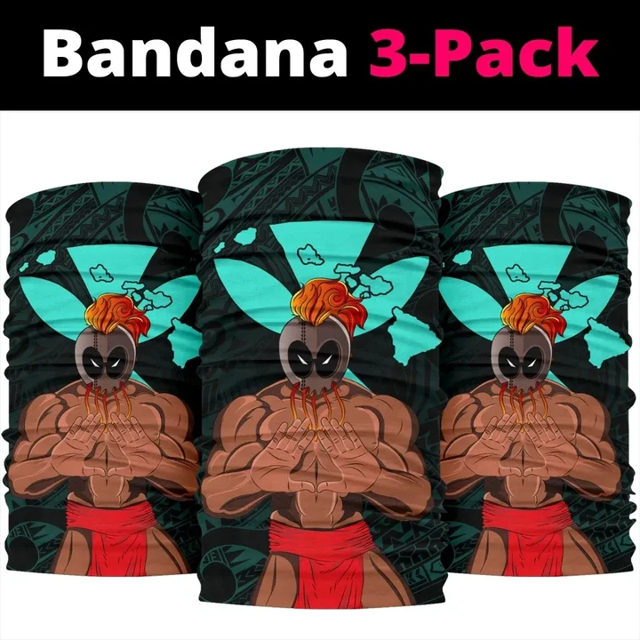 Warrior Kanaka Map Polynesian Bandana 3-Pack - Turquoise -  AH - J4 - Alohawaii
