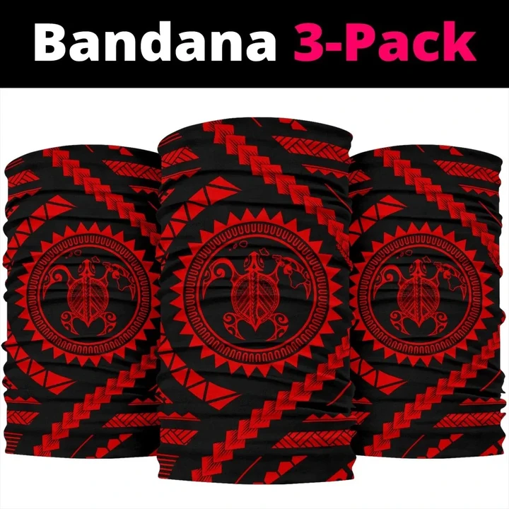 Hawaiian Turtle Map Black Red Bandana 3-Pack - AH J0 - Alohawaii