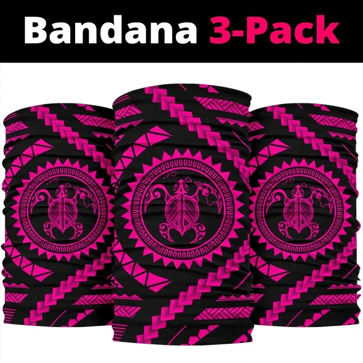 Hawaiian Turtle Map Black Pink Bandana 3-Pack - AH J0 - Alohawaii