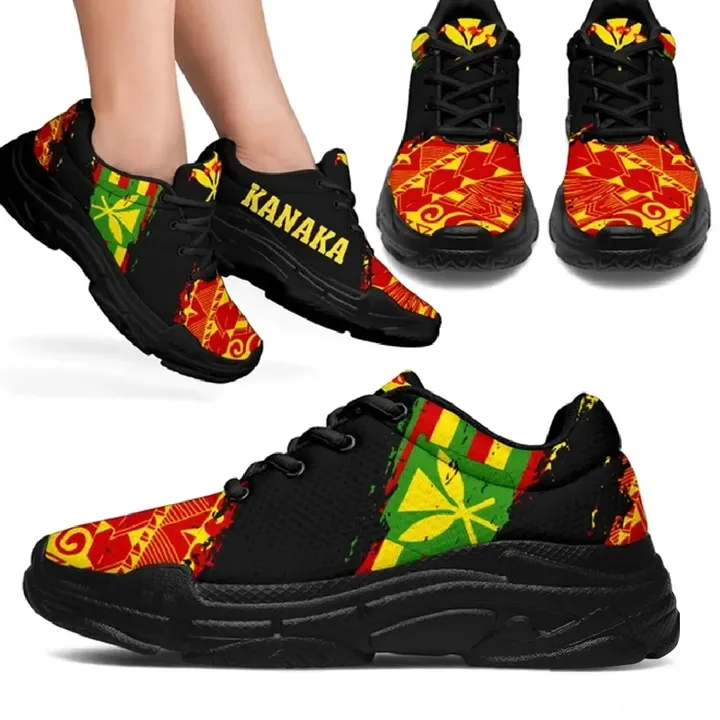Alohawaii Footwear - Polynesian Kanaka Flag Chunky Sneakers - Nora Style