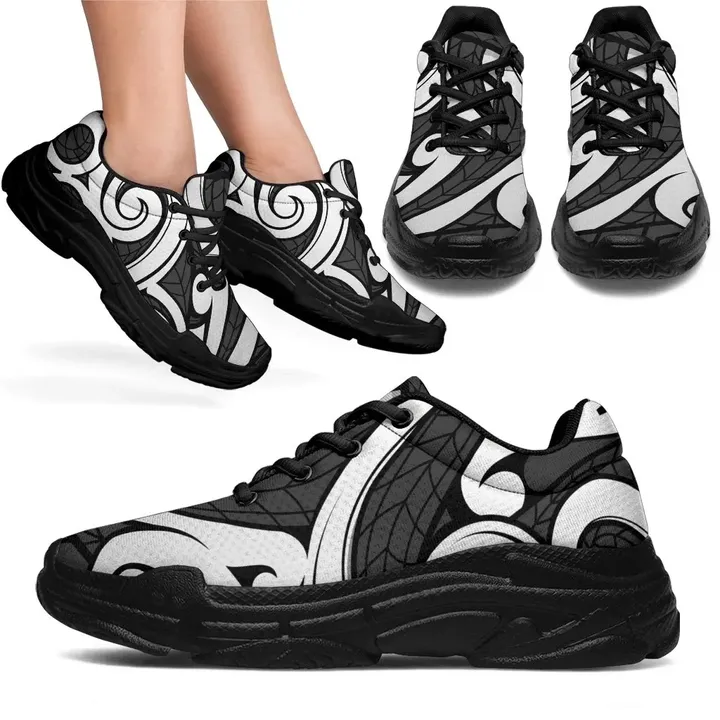 Alohawaii Footwear - Polynesian Maori Ethnic Ornament Gray Chunky Sneakers