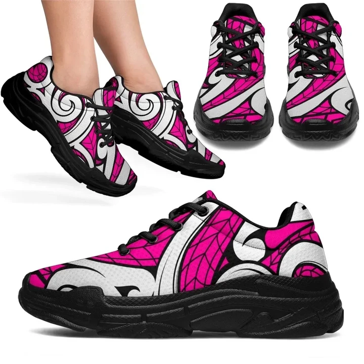 Alohawaii Footwear - Polynesian Maori Ethnic Ornament Pink Chunky Sneakers