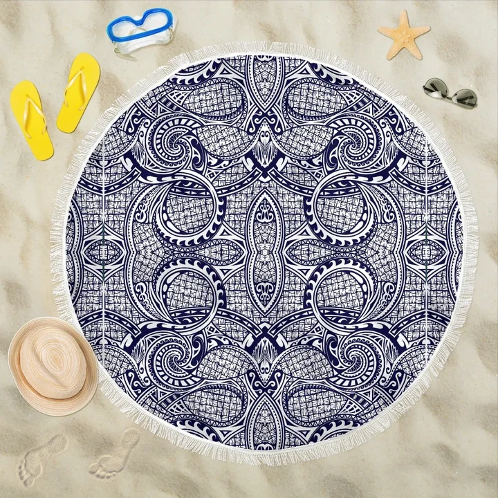 Alohawaii Blanket - Polynesian Beach Blanket Blue And White