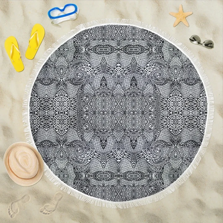 Alohawaii Blanket - Polynesian Beach Blanket Black And White