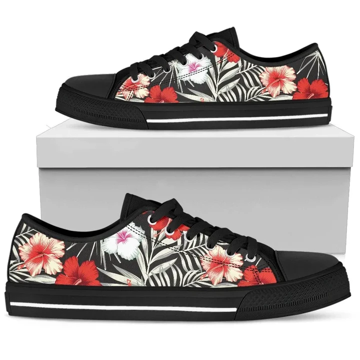 Alohawaii Footwear - Hawaii Black Hibiscus Low Top Shoe