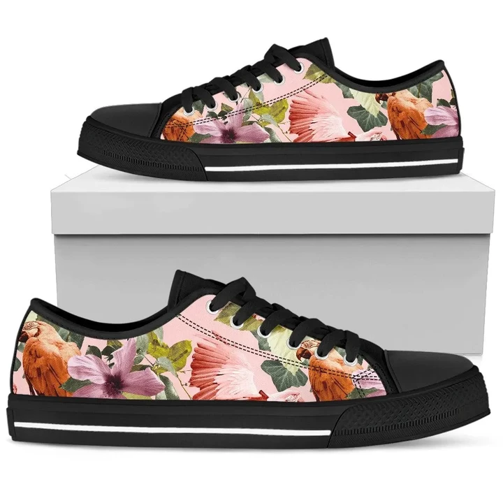 Alohawaii Footwear - Hawaii Pink Hibiscus Palm Low Top Shoe