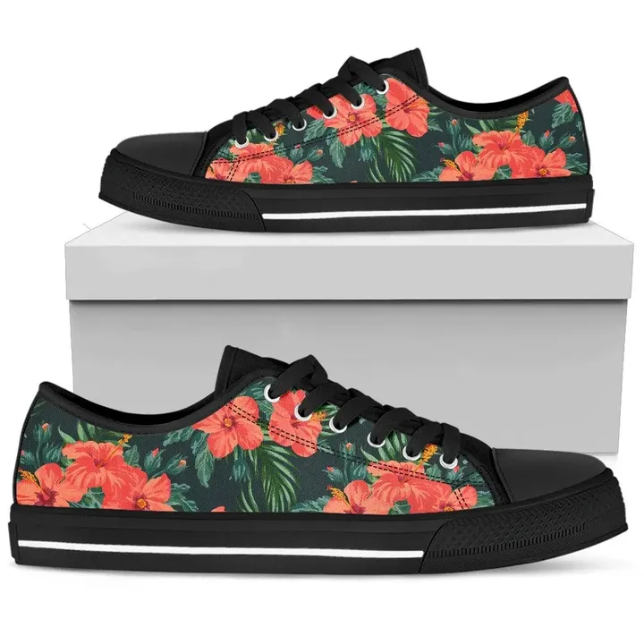 Alohawaii Footwear - Hawaii Red Hibiscus Palm Low Top Shoe