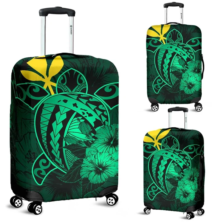 Alohawaii Accessory - Hawaii Hibiscus Luggage Cover - Harold Turtle - Pastel Green