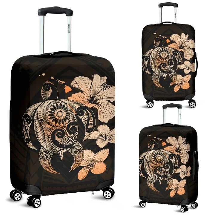 Alohawaii Accessory - Hibiscus Plumeria Mix Polynesian Orange Turtle Luggage Covers