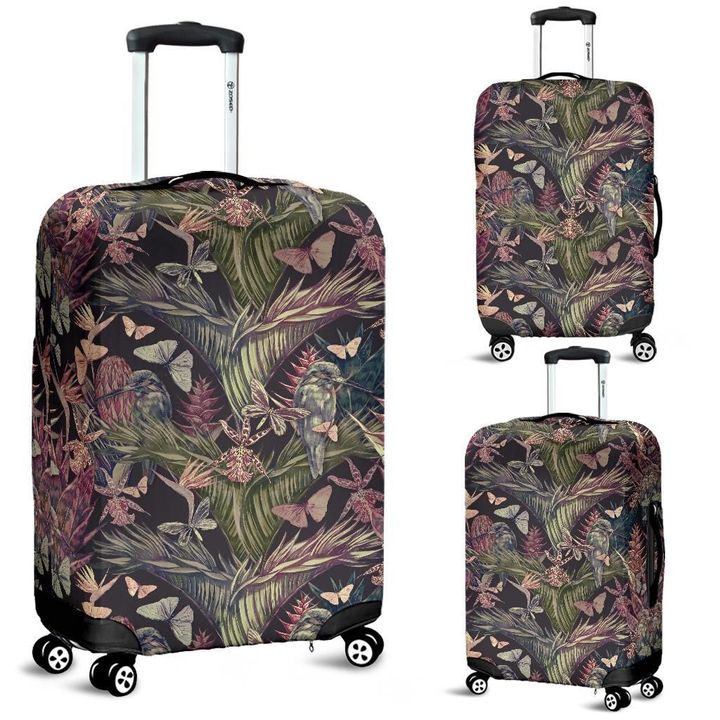 Alohawaii Accessory - Palm Leaves, Tropical Flowers Luggage Cover