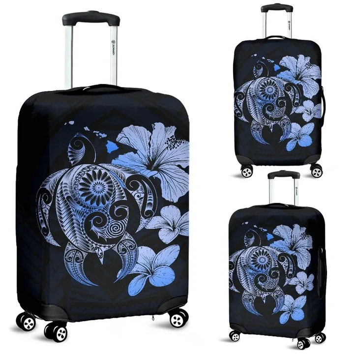 Alohawaii Accessory - Hibiscus Plumeria Mix Polynesian Blue Turtle Luggage Covers