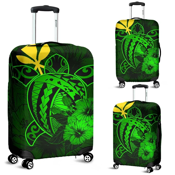 Alohawaii Accessory - Hawaii Hibiscus Luggage Cover - Harold Turtle - Green
