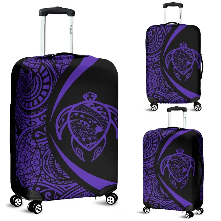 Alohawaii Accessory - Hawaii Turtle Map Polynesian Luggage Cover - Purple - Circle Style