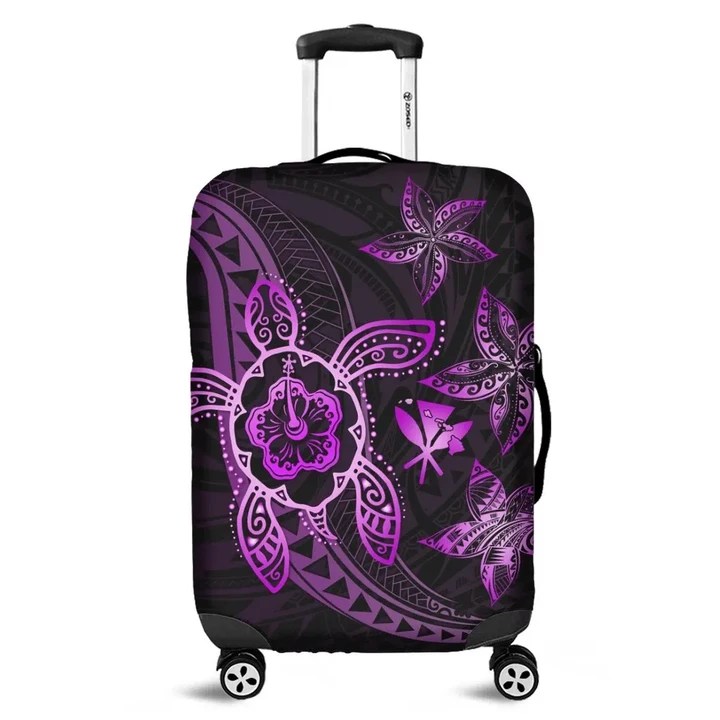 Alohawaii Accessory - Kanaka Map Hibiscus Plumeria Turtle Art Pink Polynesian Luggage Covers