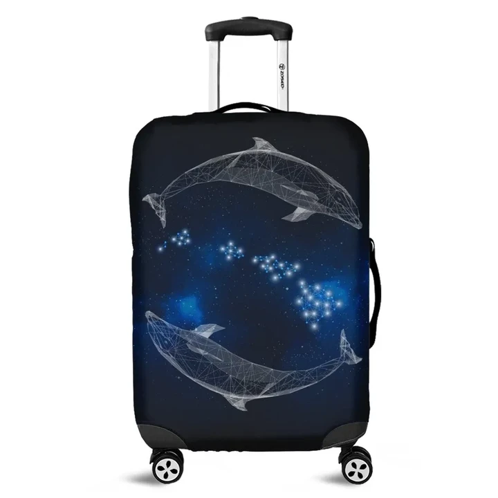 Alohawaii Accessory - Hawaiian Map Galaxy Zodiac Dolphin White Polynesian Luggage Covers