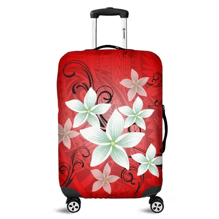Alohawaii Accessory - Hawaiian Plumeria Polynesian Luggage Covers - Red
