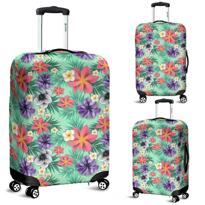 Alohawaii Accessory - Hawaii Tropical Flowers Blossom Palm Leaves Luggage Cover