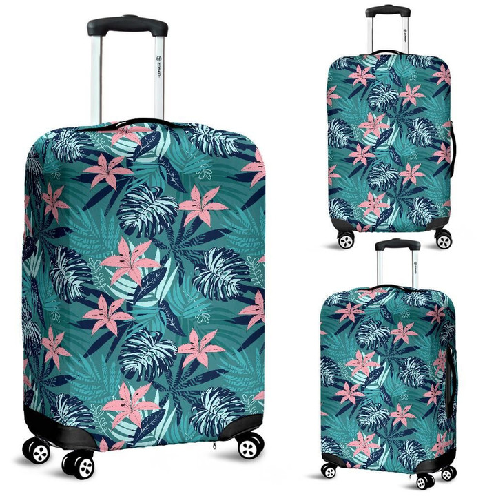 Alohawaii Accessory - Hawaii Tropical Monstera Leaf Blue Luggage Cover