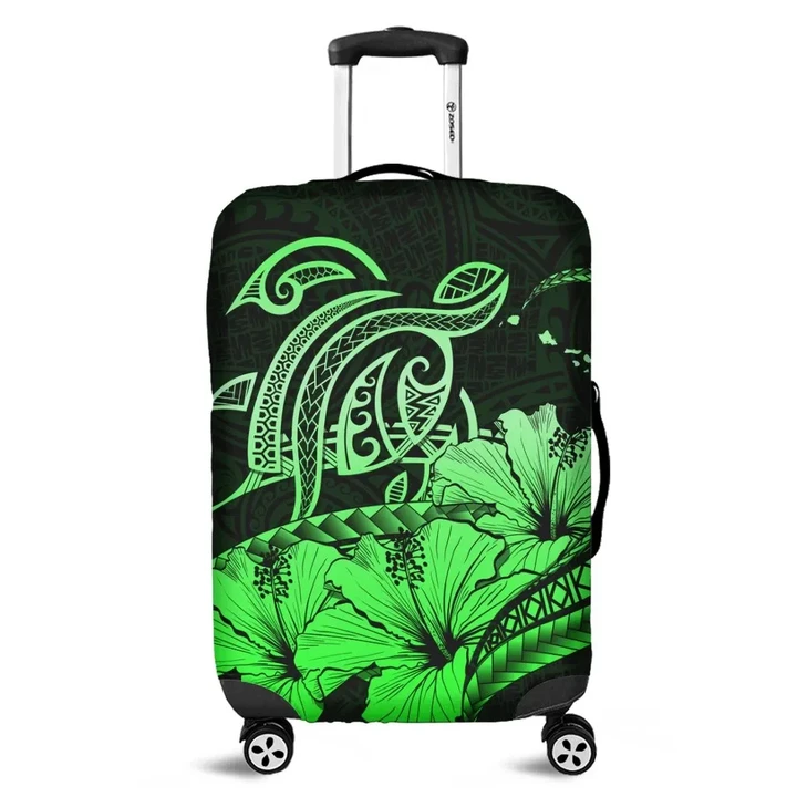 Alohawaii Accessory - Hawaii Turtle Map Polynesian Luggage Covers Safety Green