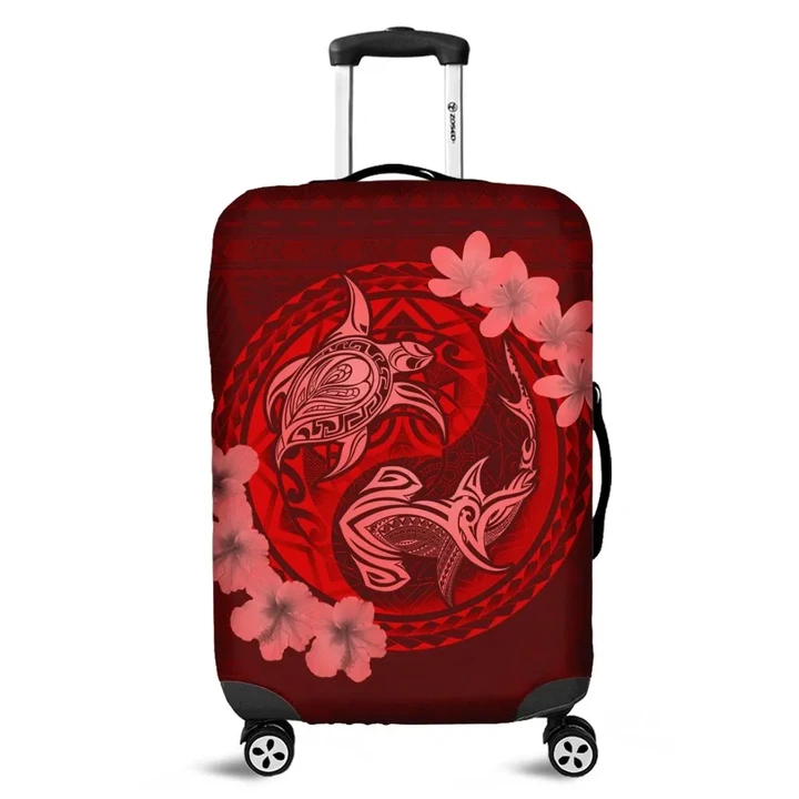 Alohawaii Accessory - Hawaii Yin Yang Turtle Shark Hibiscus Plumeria Luggage Covers - Red