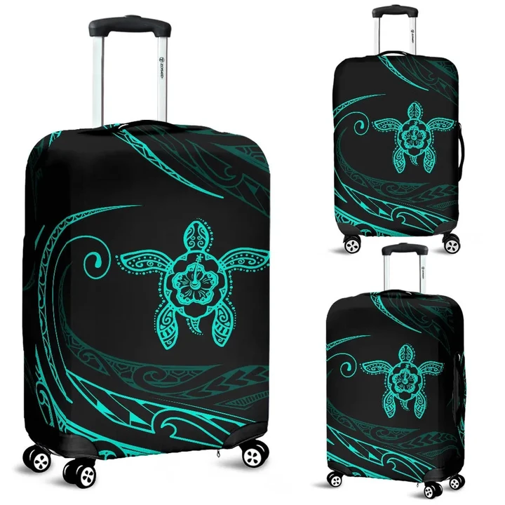 Alohawaii Accessory - Hawaii Turtle Hibiscus Luggage Covers - Turquoise - Frida Style