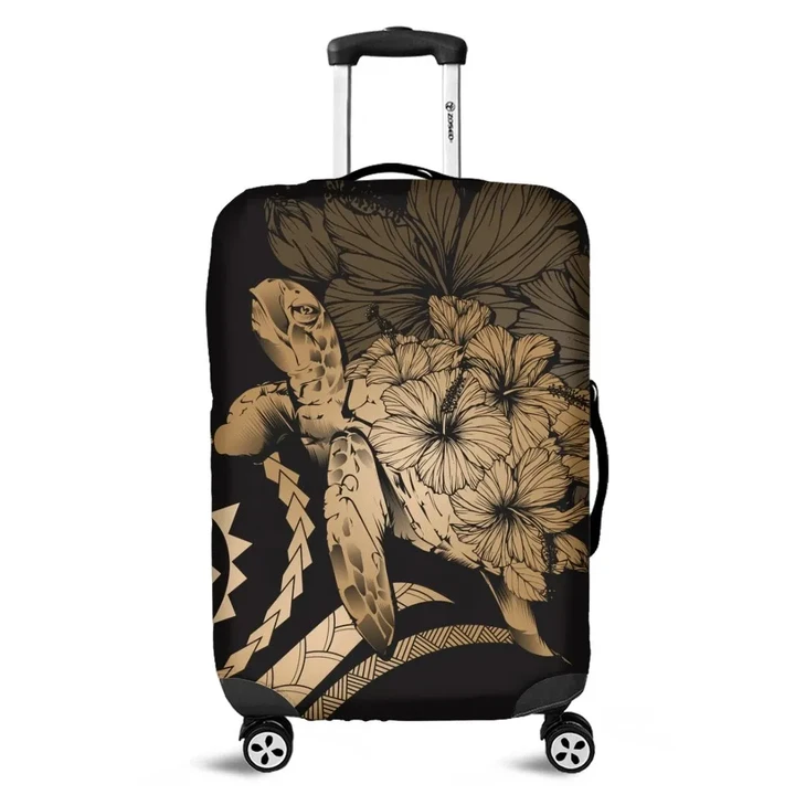 Alohawaii Accessory - Hawaiian - Hawaii Turtle Hibiscus Polynesian Vintage Luggage Covers - Gold