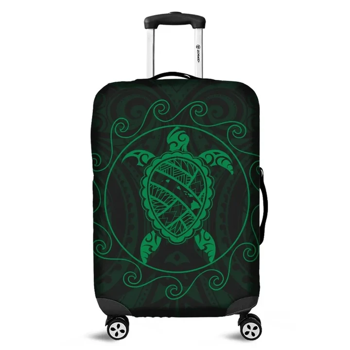 Alohawaii Accessory - Hawaiian Map Turtle Wave Polynesian Luggage Covers Green