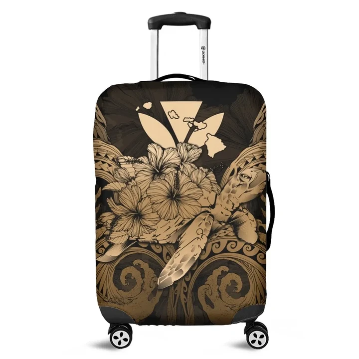 Alohawaii Accessory - Hawaii Turtle Wave Polynesian Luggage Covers - Hey Style Gold