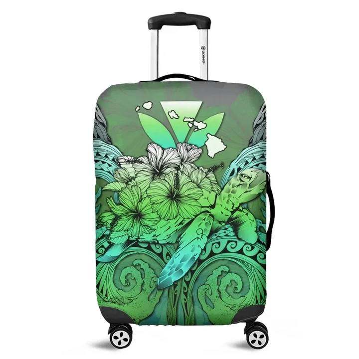 Alohawaii Accessory - Hawaii Turtle Wave Polynesian Luggage Covers - Hey Style Green