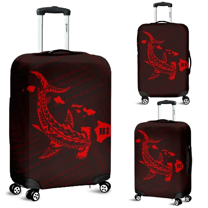 Alohawaii Accessory - Hawaii Shark Red Polynesian Luggage Covers