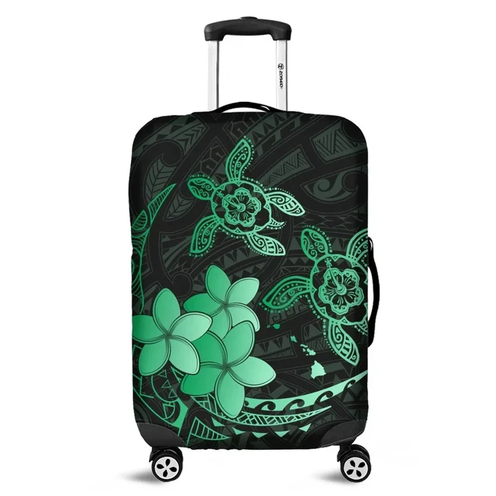 Alohawaii Accessory - Hawaii Polynesian Turtle Plumeria Luggage Covers - Pog Style Green