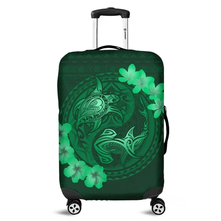 Alohawaii Accessory - Hawaii Yin Yang Turtle Shark Hibiscus Plumeria Luggage Covers - Green