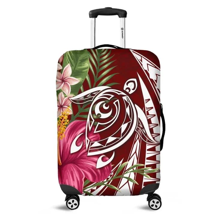 Alohawaii Accessory - Hawaii Polynesian Turtle Tropical Hibiscus Plumeria Luggage Covers - Red