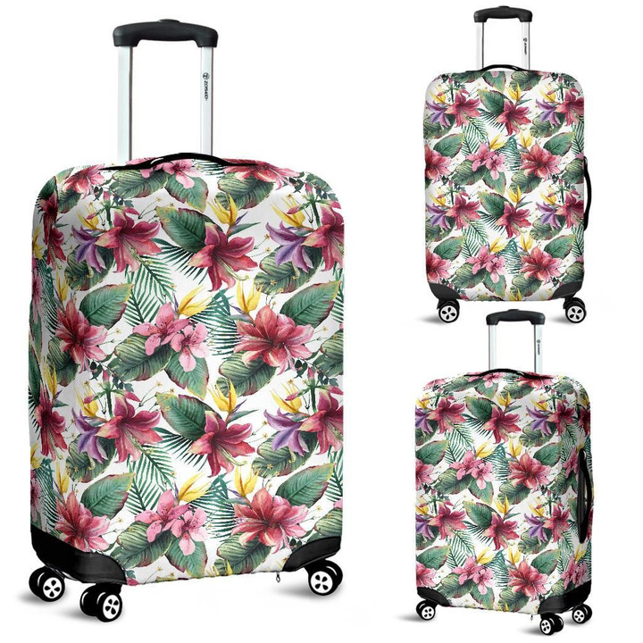 Alohawaii Accessory - Tropical Palm Leaf White Luggage Cover