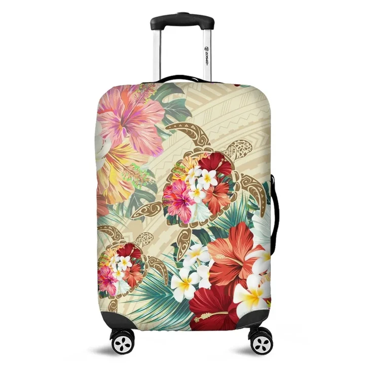Alohawaii Accessory - Hawaii Floral Turtle Luggage Covers - Beige