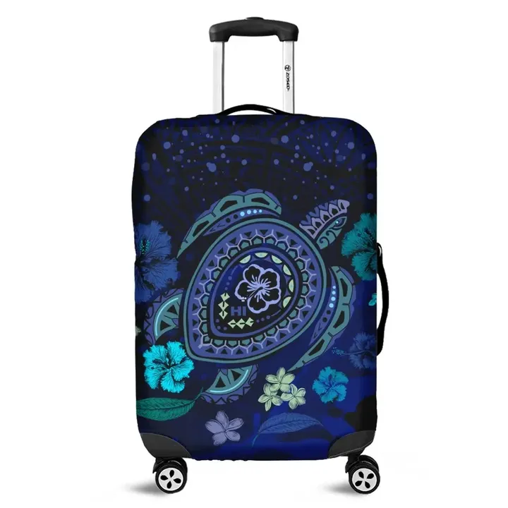 Alohawaii Accessory - Hawaiian Blue Ocean Honu And Flowers Luggage Covers