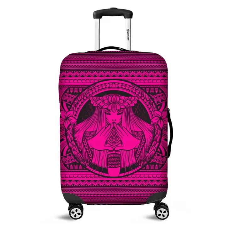 Alohawaii Accessory - Hawaiian Map Madame Pele Mauna Kea Plumeria Polynesian Luggage Covers Pink