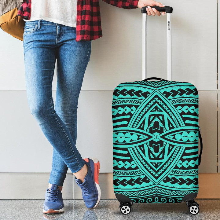 Alohawaii Accessory - Polynesian Seamless Turquoise Luggage Covers