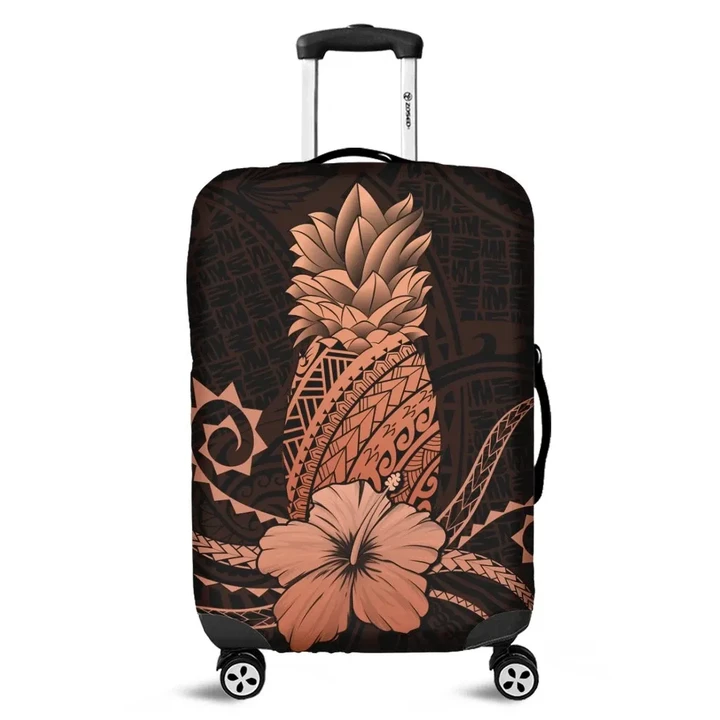 Alohawaii Accessory - Hawaii Polynesian Pineapple Hibiscus Luggage Covers - Orange